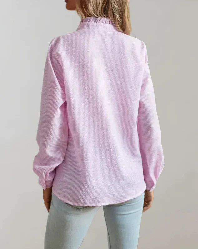 Dames Blouse Met Rimpels Regular Fit