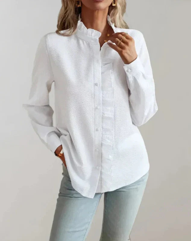 Dames Blouse Met Rimpels Regular Fit