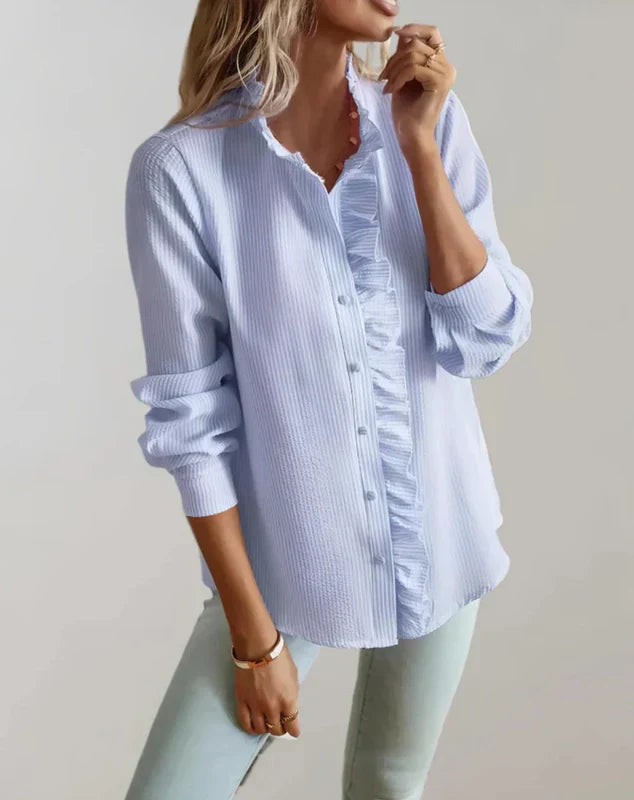 Dames Blouse met Ruches en Lange Mouw - StudioMarella
