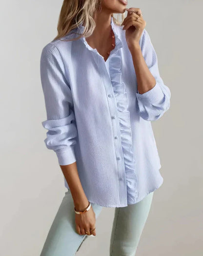 Dames Blouse met Ruches en Lange Mouw - StudioMarella