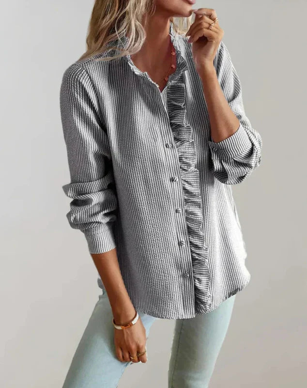Dames Blouse met Ruches en Lange Mouw