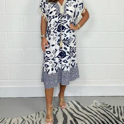 Zomerjurk V-hals Elegant en Casual voor Vrouw - StudioMarella