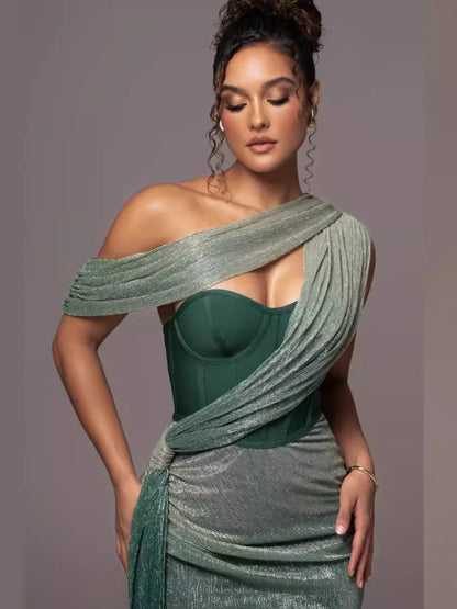 Elegante Avondjurk Lange Jurk met Patchwork Details