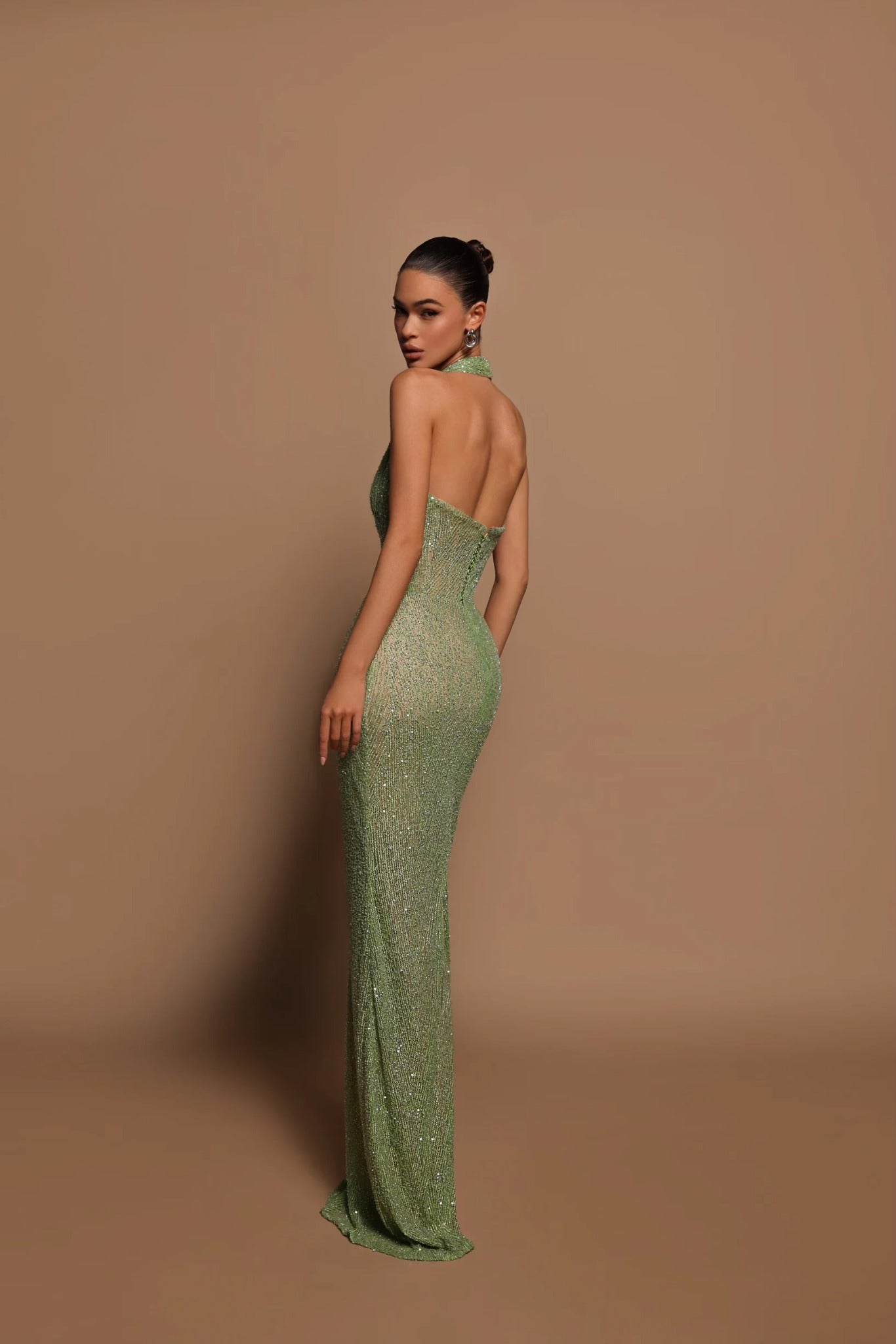 Avondjurk Groen Lange Mouw Glamour Feestjurk