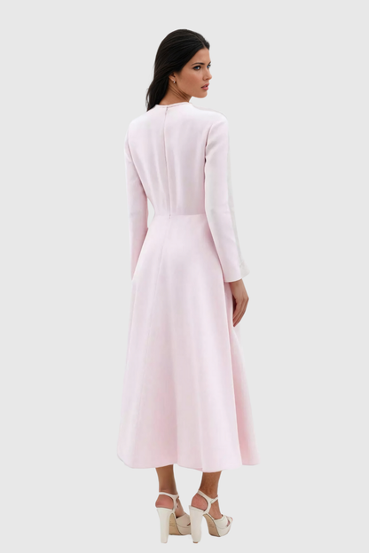 Elegante Avondjurk Lange Cerimonia Jurk met Ruche en Patchwork Ontwerp