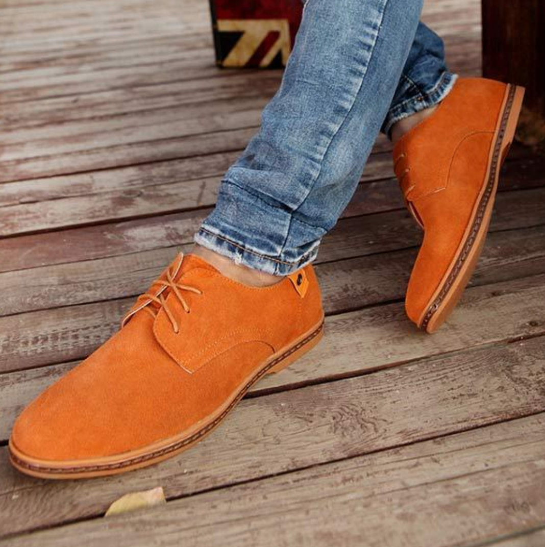 Bruine Suède Heren Veterschoenen Mees Leer Klassiek Design
