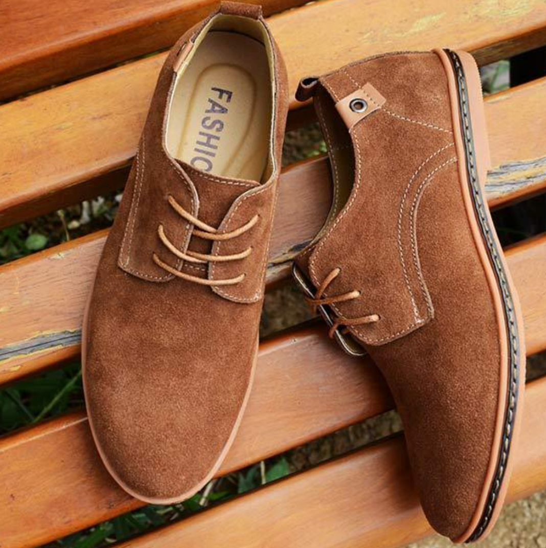 Bruine Suède Heren Veterschoenen Mees Leer Klassiek Design