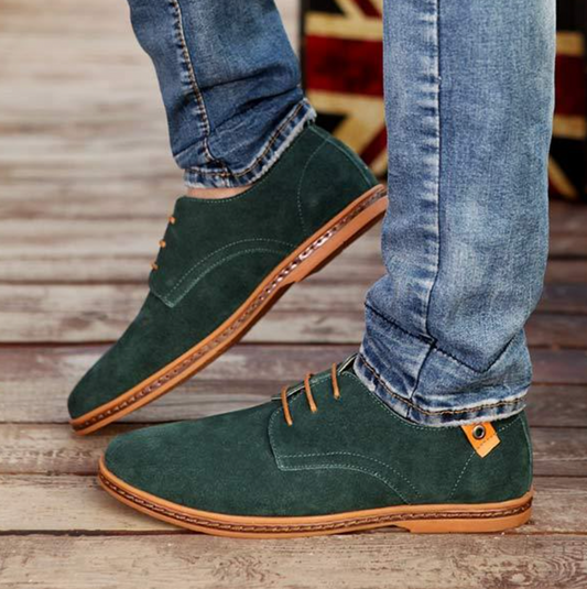 Heren Suède Derby Schoenen Met Vetersluiting en Ruitpatroon - StudioMarella