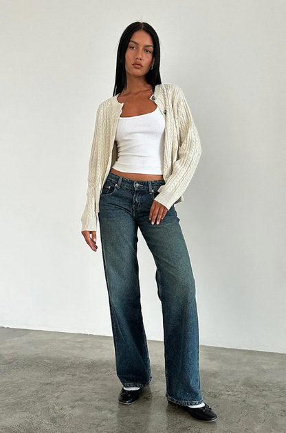 Dames Jeans Straight Leg Lage Taille Trendy Broek