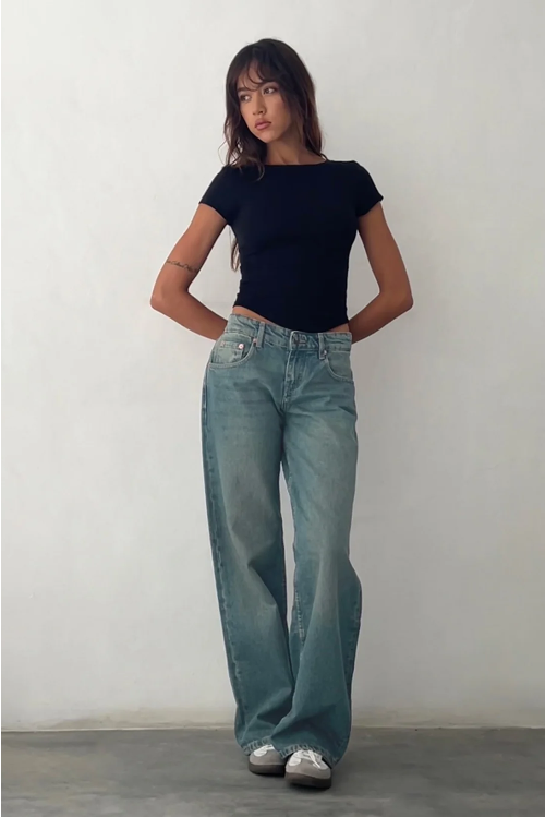 Dames Jeans Straight Leg Lage Taille Trendy Broek