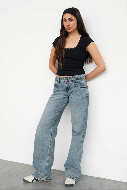 Dames Jeans Straight Leg Lage Taille Trendy Broek