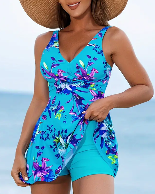 Bloemen Badpak V-hals Hoge Taille - StudioMarella