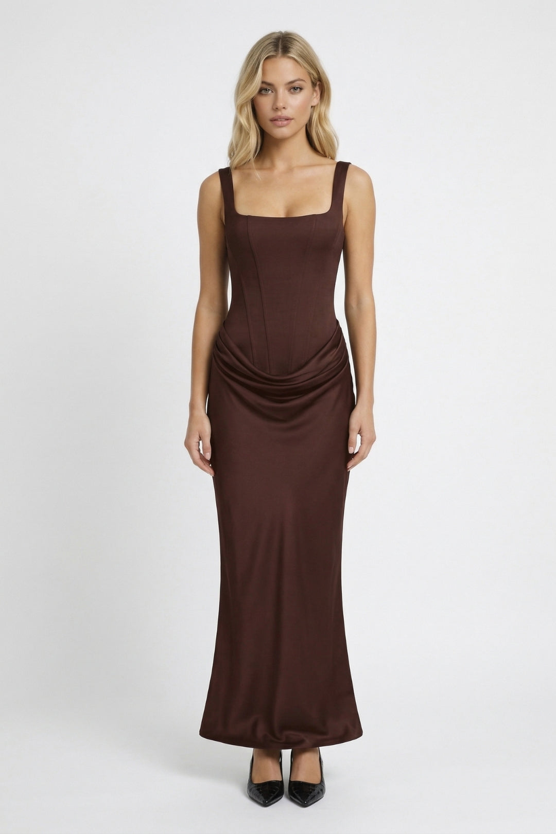 Dames Maxi Jurk met Corset en Gedrapeerde Taille Elegant
