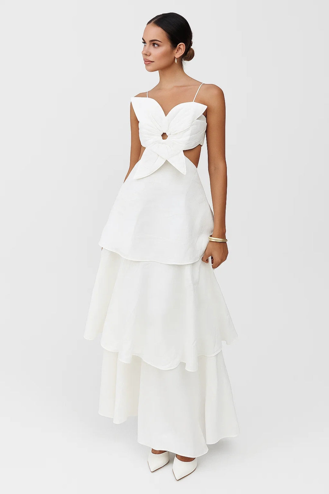 Dames Maxi Jurk met Cut-out en Gelaagde Rok - StudioMarella