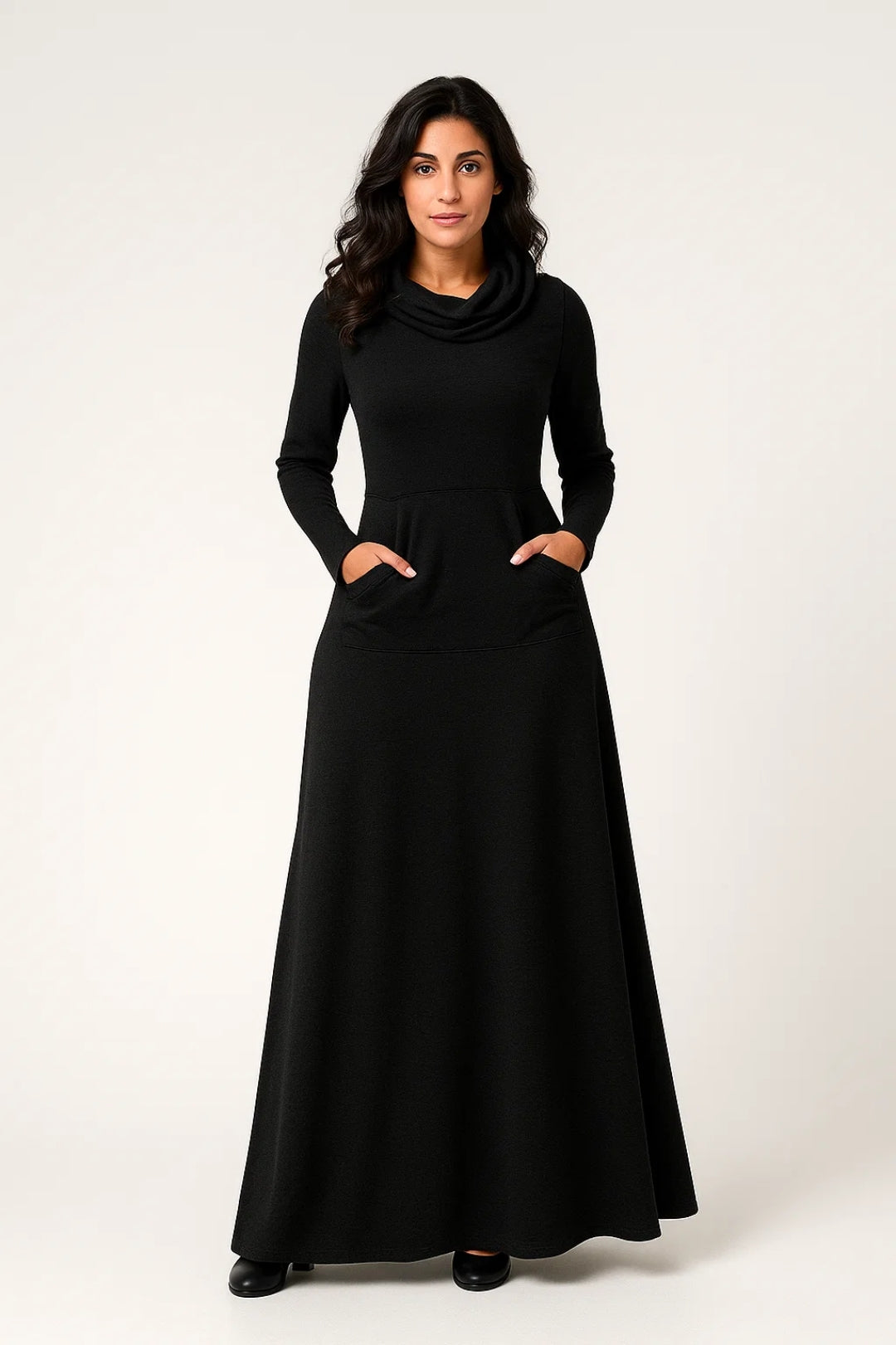 Lange Maxi Jurk Dames met Mouwen en Zakken Casual Kleding