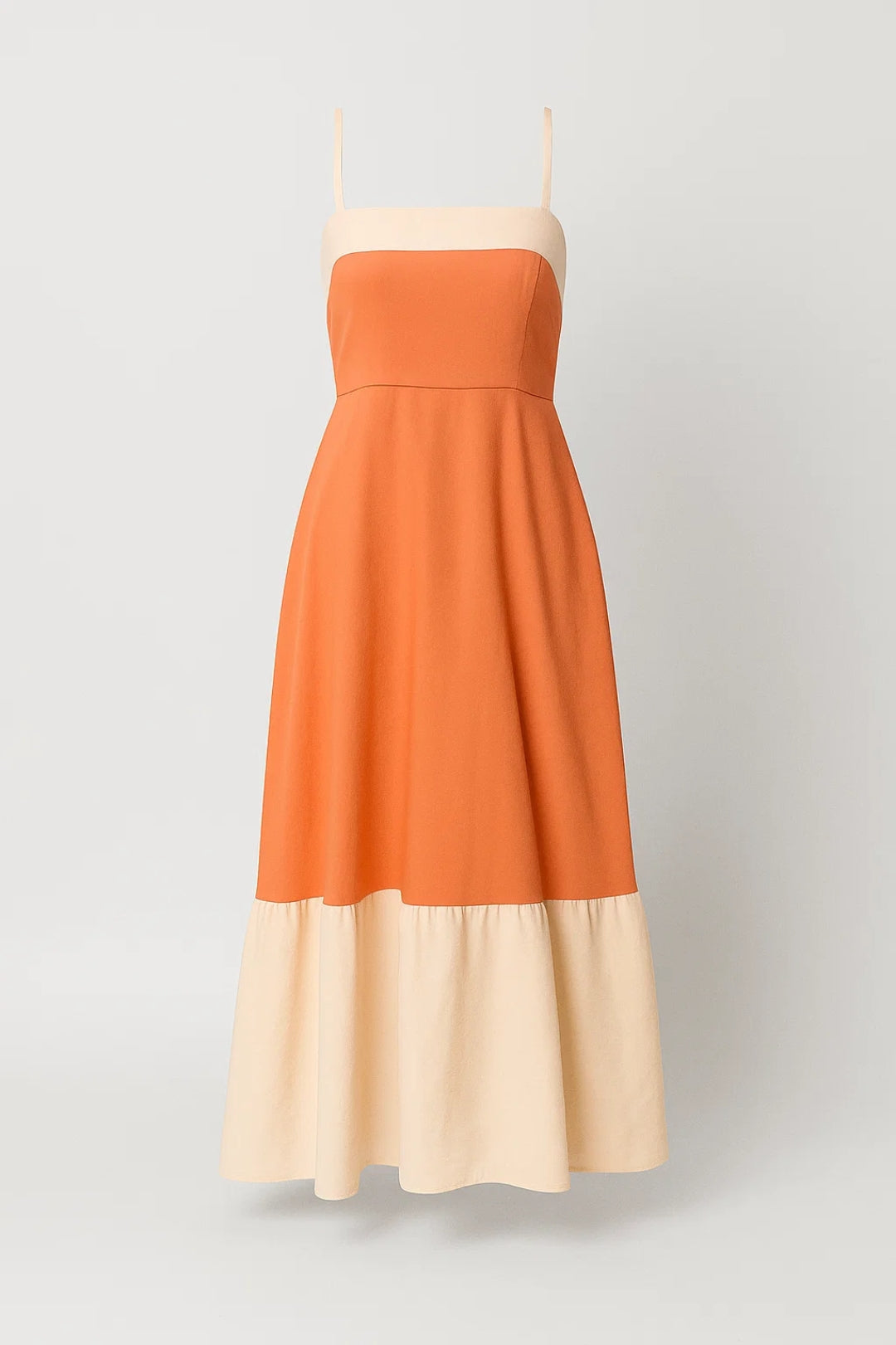 Zomer Maxi Jurk Dames met Smalle Bandjes Colour Block