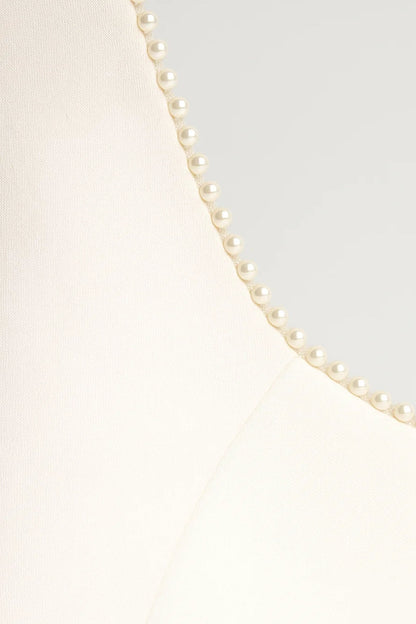 Dames Maxi Jurk Elegante Parel Details Strakke Pasvorm