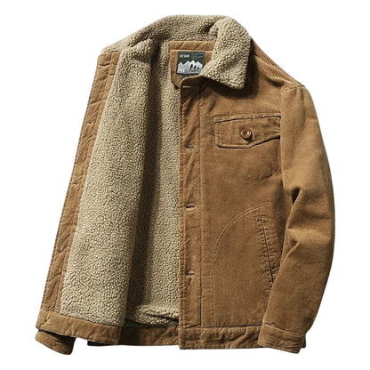 Heren Trucker Jacket Corduroy met Sherpa Binnenvoering