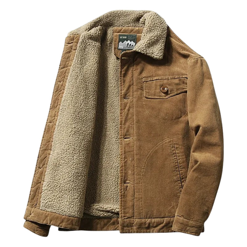 Heren Corduroy Trucker Jas met Sherpa Binnenwerk Warm