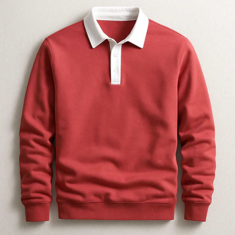 Heren Rugby Shirt Lange Mouwen Contrasterende Kleuren