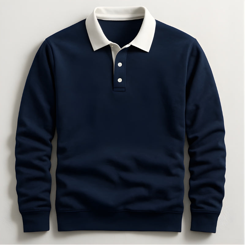 Heren Rugby Shirt Lange Mouwen Contrasterende Kleuren