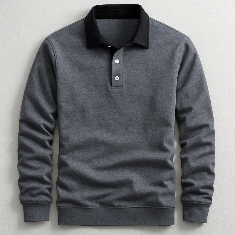 Heren Rugby Shirt Lange Mouwen Contrasterende Kleuren