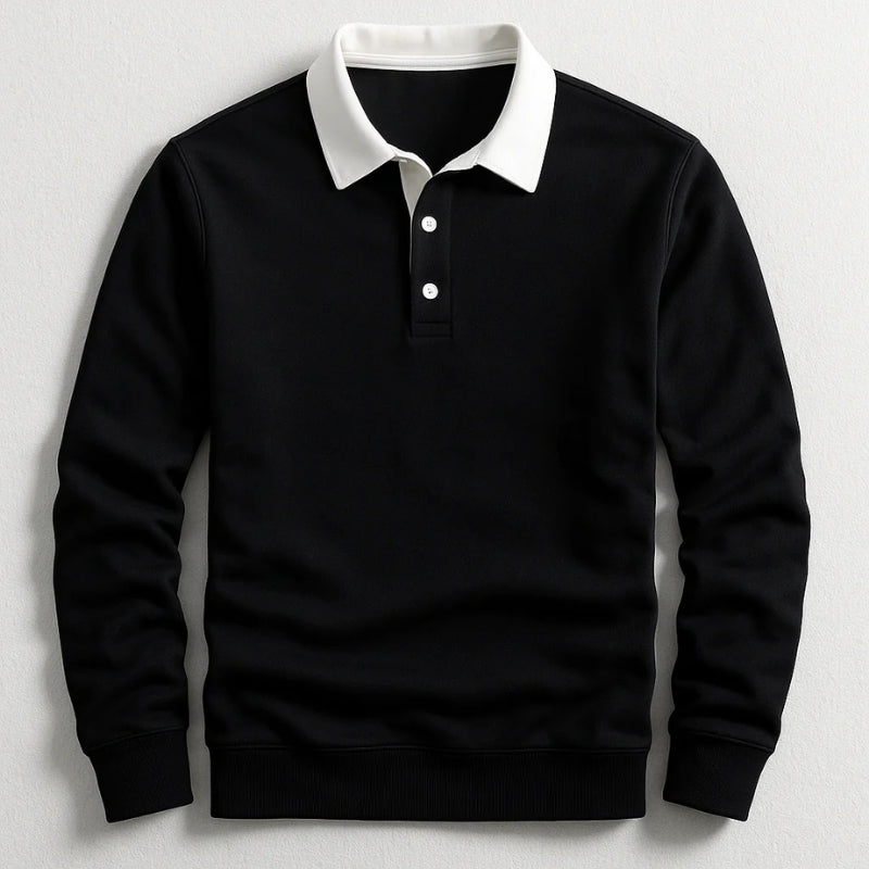 Heren Rugby Shirt Lange Mouwen Contrasterende Kleuren