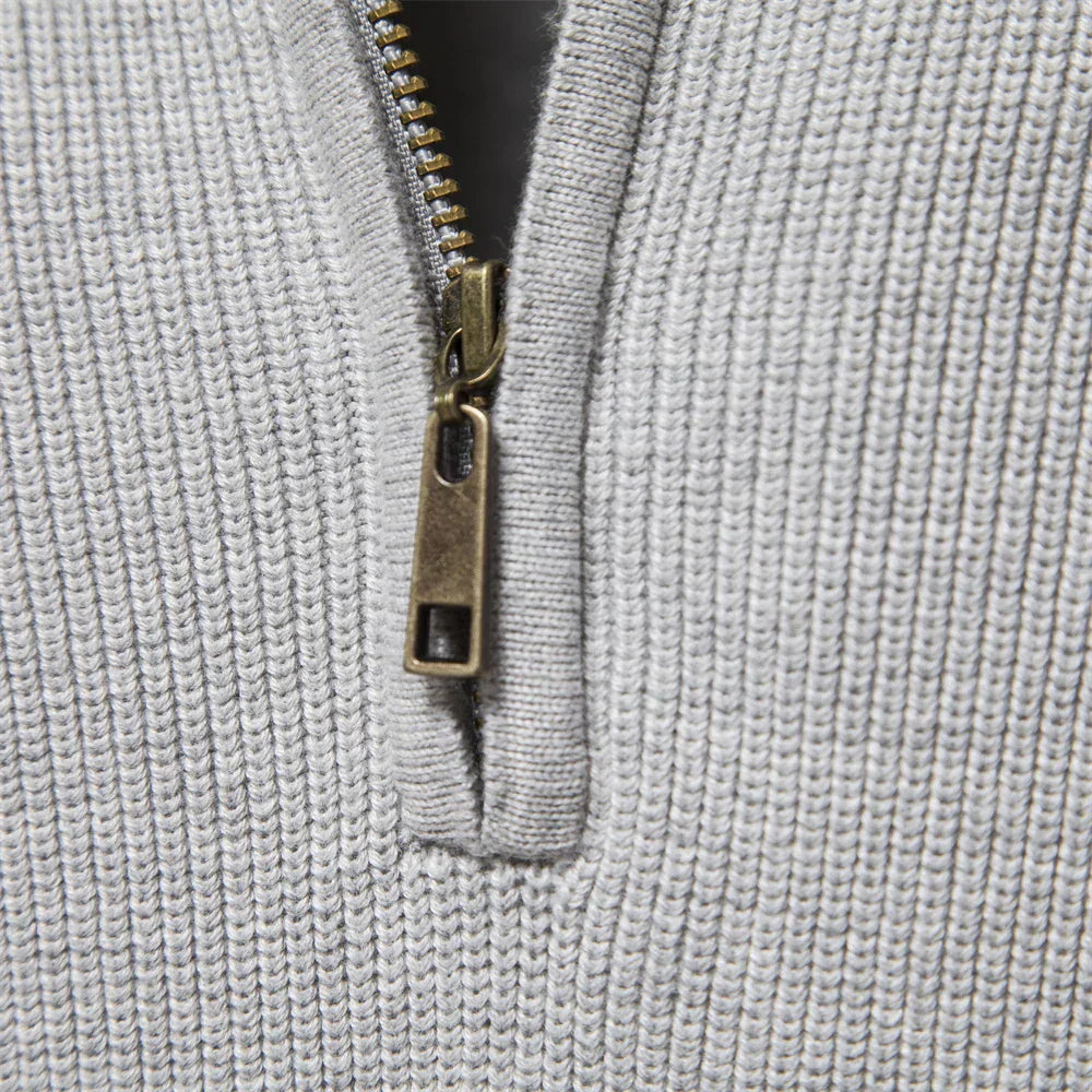 Heren Trui Half Zip Klassiek Gebreid Wolmix