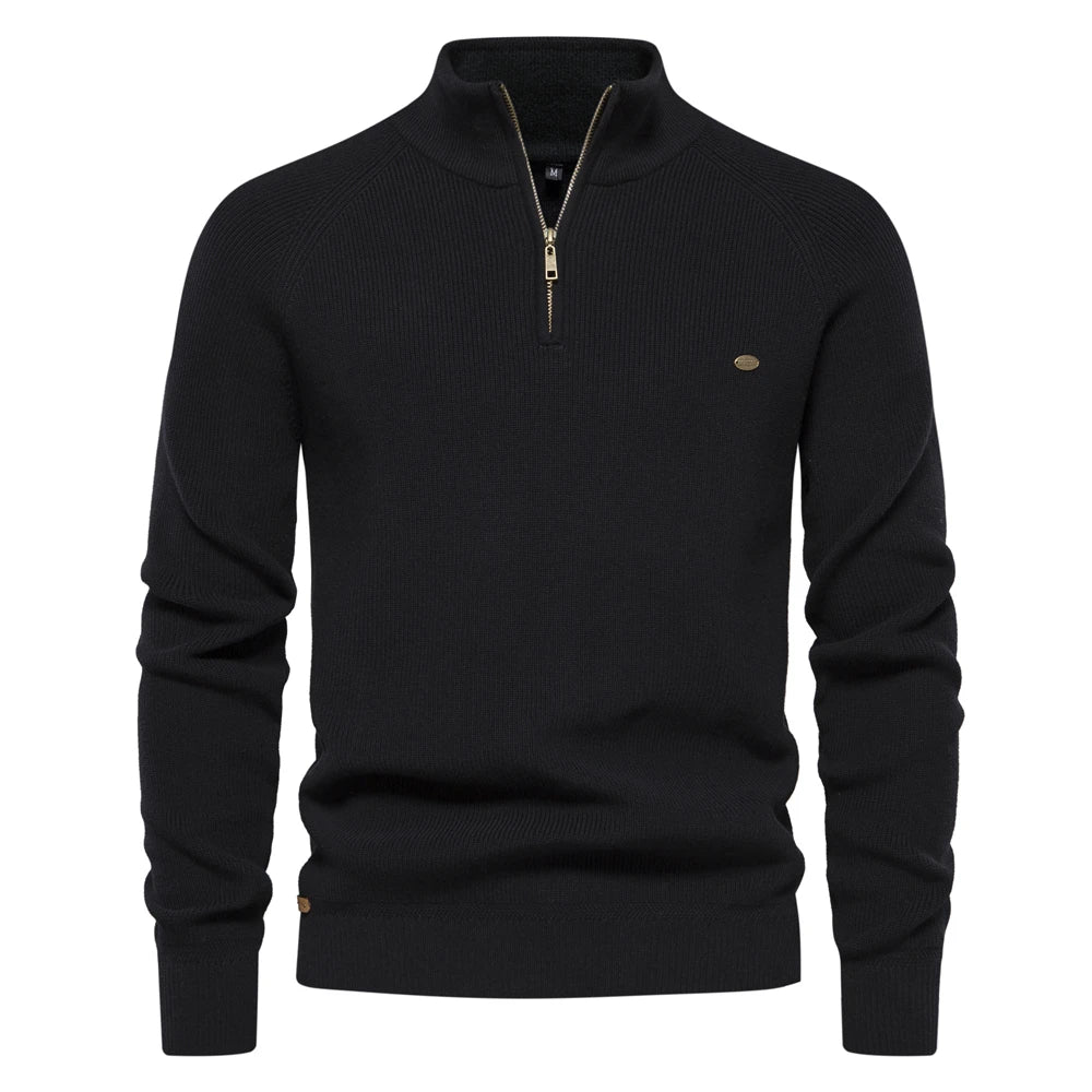 Heren Trui Half Zip Klassiek Gebreid Wolmix