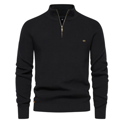 Heren Trui Half Zip Klassiek Gebreid Wolmix