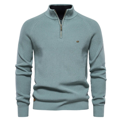 Heren Trui Half Zip Klassiek Gebreid Wolmix