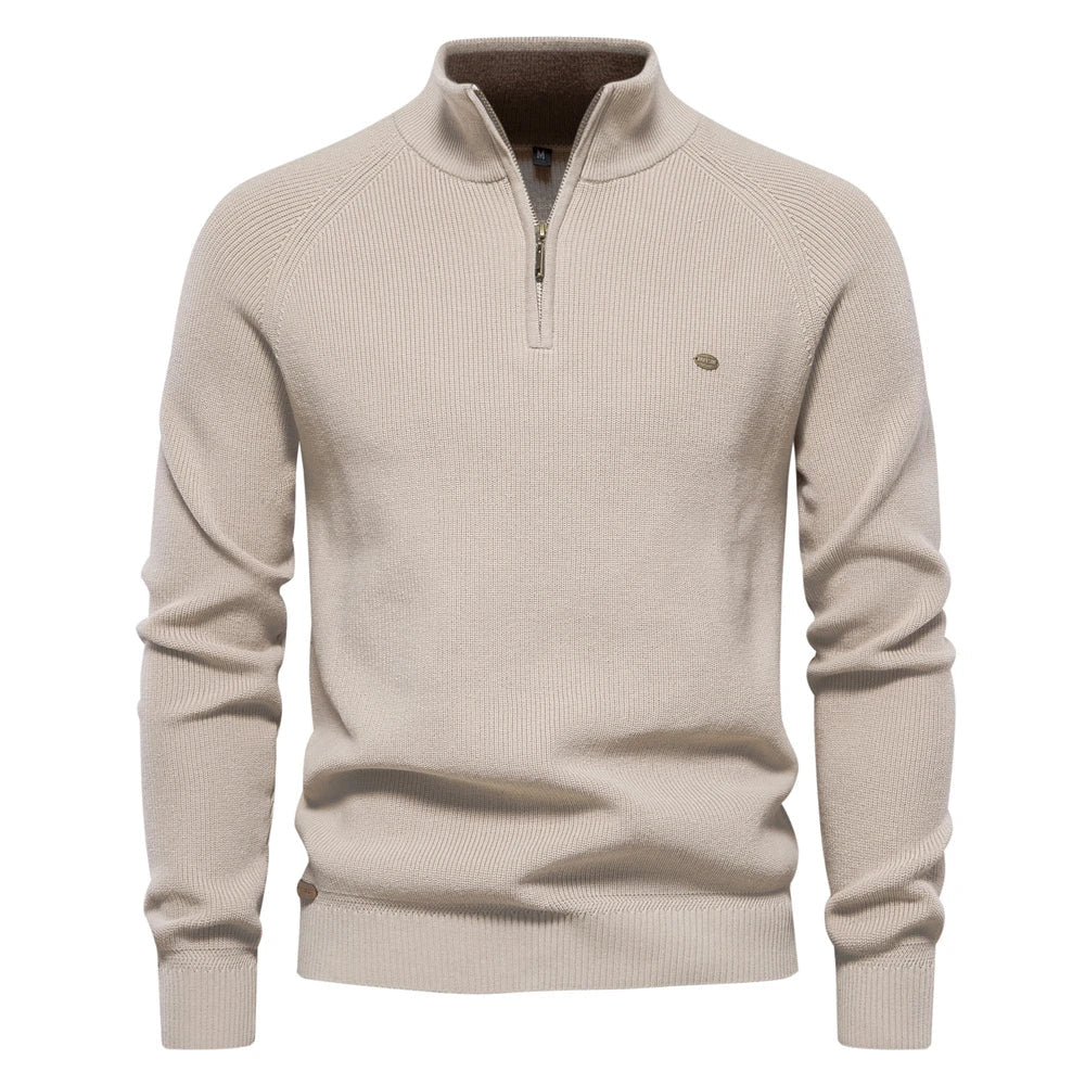 Heren Trui Half Zip Klassiek Gebreid Wolmix