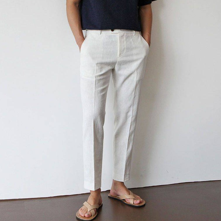Heren Linnen Broek – Ademende Zomerbroek Slim Fit voor Mannen - StudioMarella