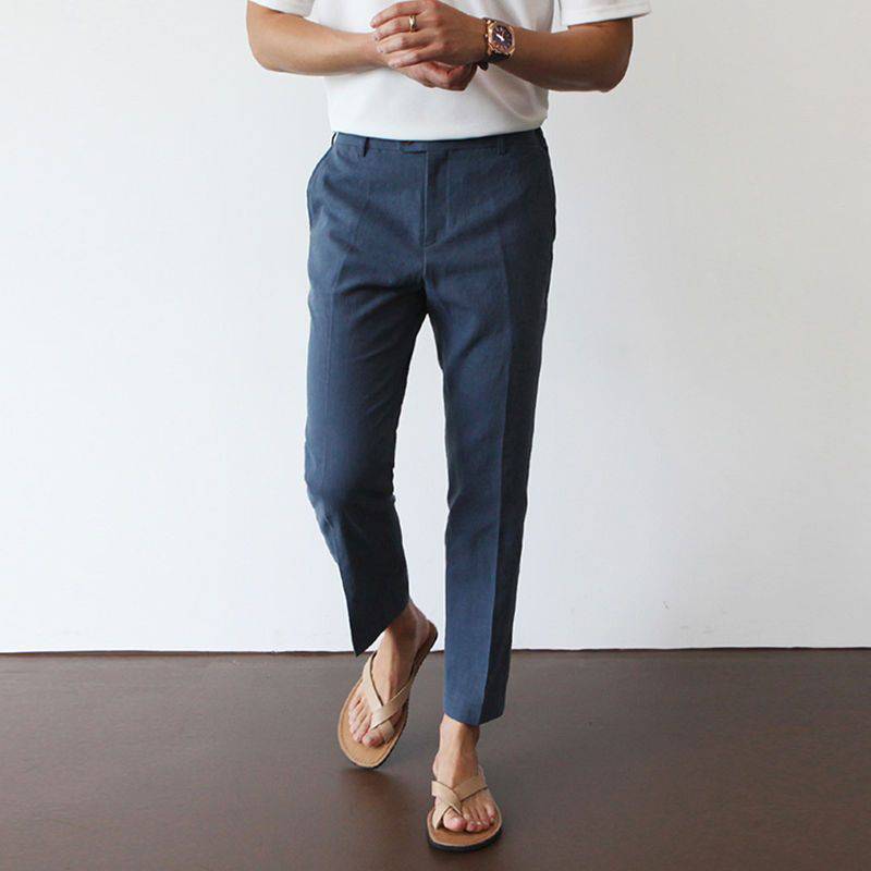 Heren Linnen Broek – Ademende Zomerbroek Slim Fit voor Mannen