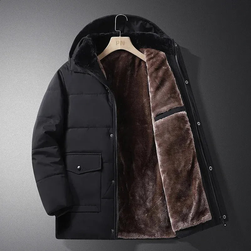 Heren Outdoor Winterjas Waterafstotend Fleece Gevoerd met Capuchon - StudioMarella
