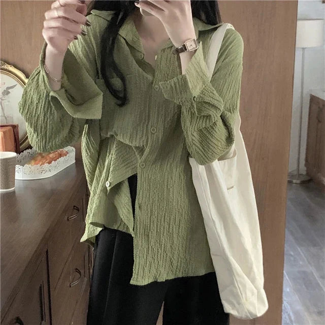 Groene Oversized Blouse Vintage Look - StudioMarella
