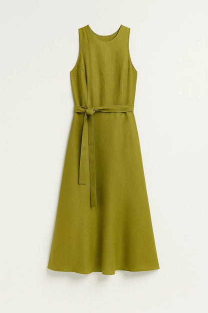 Elegante Maxi Jurk Dames A-lijn Mouwloos met Strikceintuur - StudioMarella