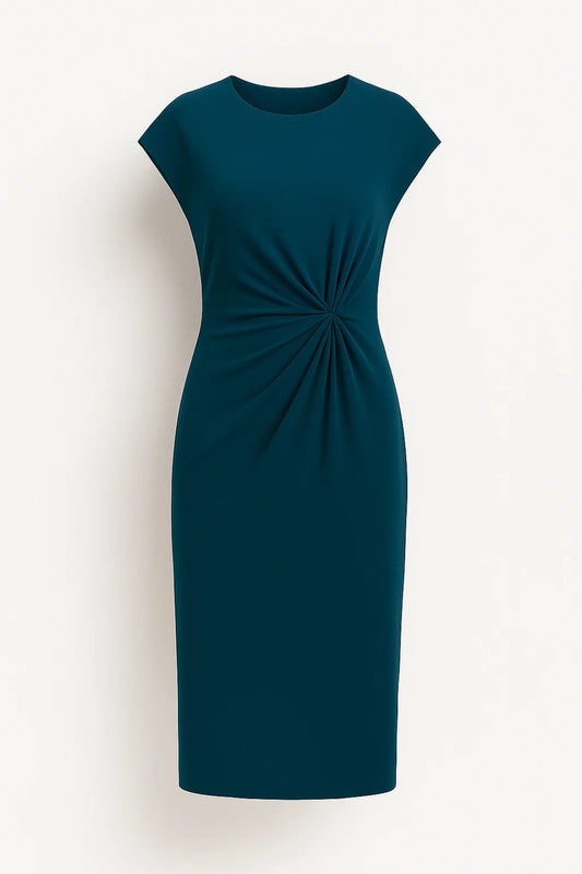 Midi Jurk voor Dames Klassiek Figuurvolgend met Twist Detail - StudioMarella