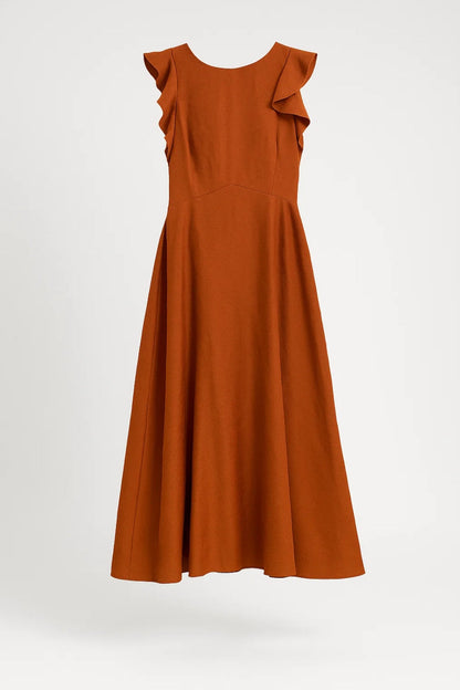Midi Jurk Dames Mouwloos A-lijn Jurk met Ruches Elegant - StudioMarella
