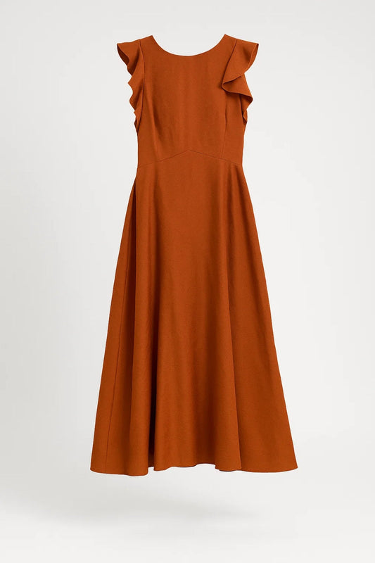 Midi Jurk Dames Mouwloos A-lijn Jurk met Ruches Elegant - StudioMarella