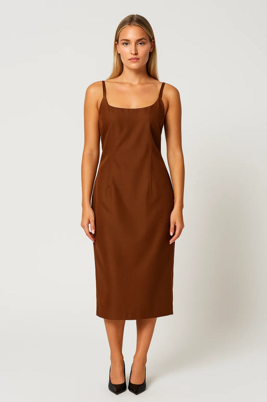 Mouwloze Midi Jurk Dames Strakke Pasvorm Zomerjurk - StudioMarella