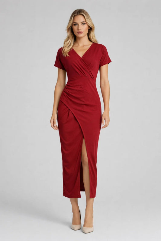 Midi Jurk voor Dames met V-hals en Spleet Zomerjurk Licht - StudioMarella