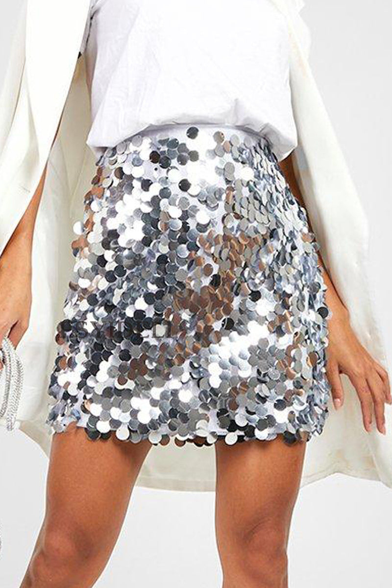 Mila | Dames Rok - Lange Effen Pailletten, Verleidelijk en Glamoureus 6
