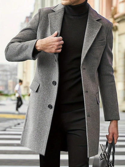Heren Trenchcoat Bruin Warme Winterjas Losse Pasvorm