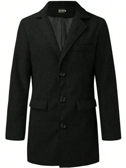 Heren Trenchcoat Bruin Warme Winterjas Losse Pasvorm