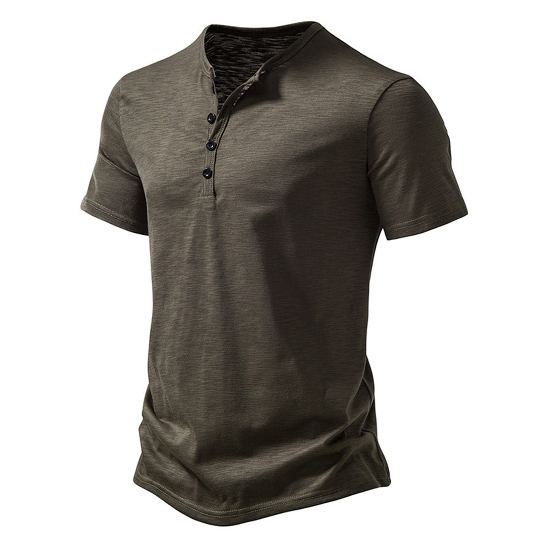 Heren T-Shirt Henley Klassiek Comfortabel