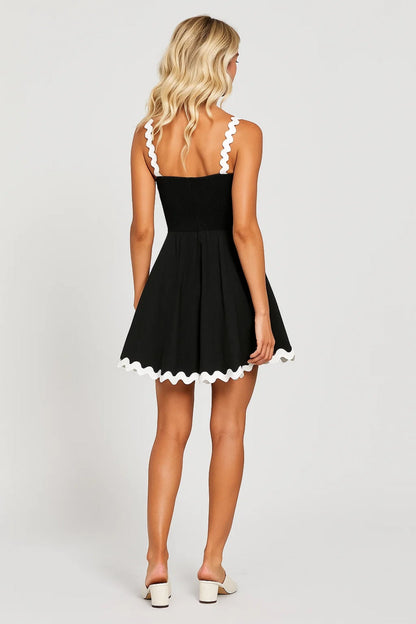 Dames Mini Jurk Zomer Spaghettibandjes Contrast Bies