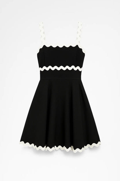 Dames Mini Jurk Zomer Spaghettibandjes Contrast Bies - StudioMarella