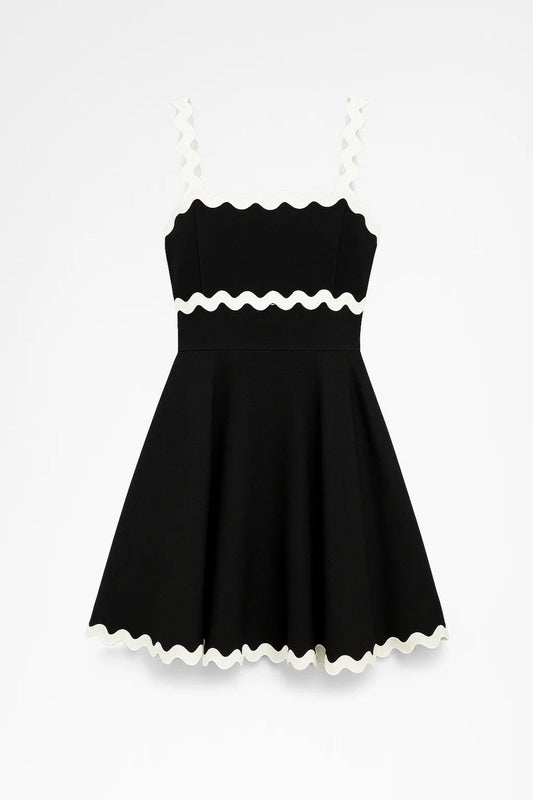 Dames Mini Jurk Zomer Spaghettibandjes Contrast Bies - StudioMarella
