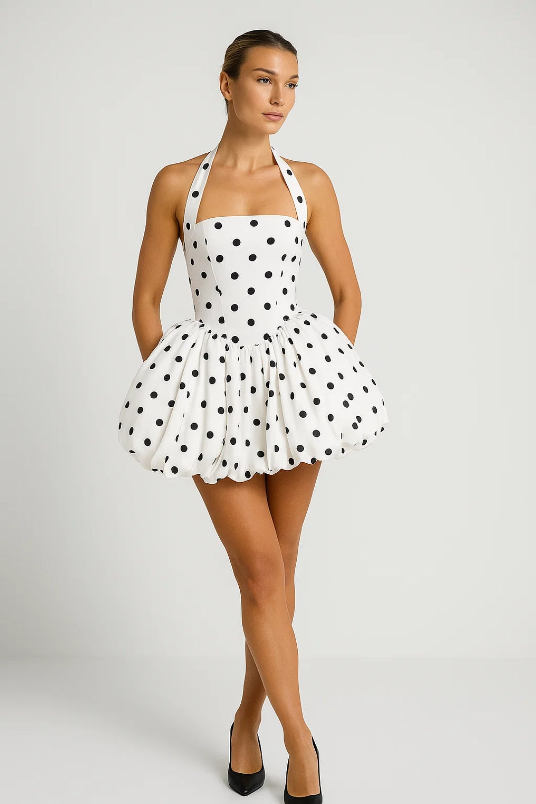Kort Jurk Dames Halter Neck met Volle Rok Chique - StudioMarella